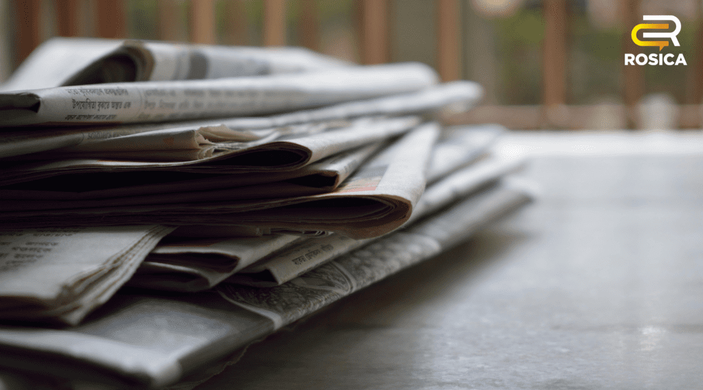 Newspaper on a table