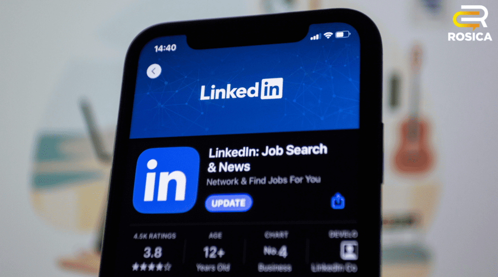 Smart phone with the LinkedIn app displayed in the app store.