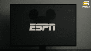 Blackout tv screen with a mickey mouse and espn symbol