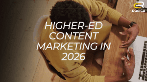 Student sitting a desk on computer; 2026 Content Marketing Forecast for Higher Education